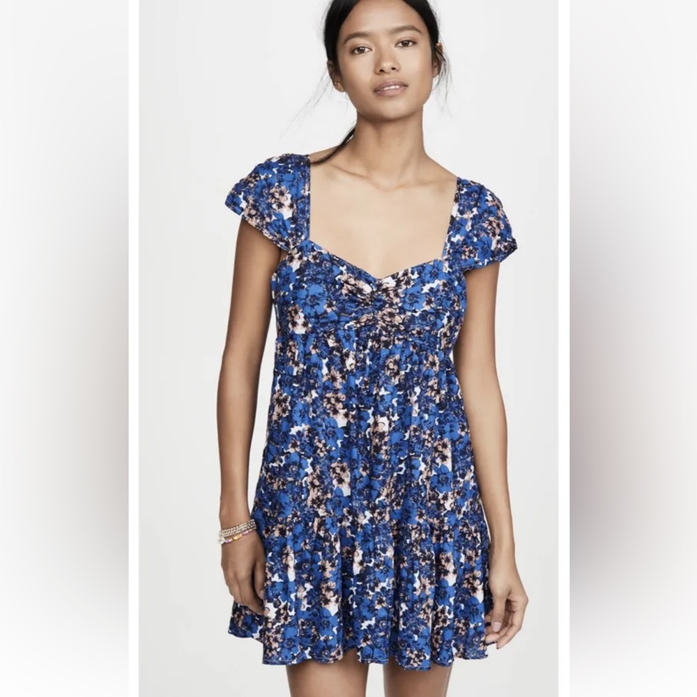Free People Floral Mini Dress in Cool Combo